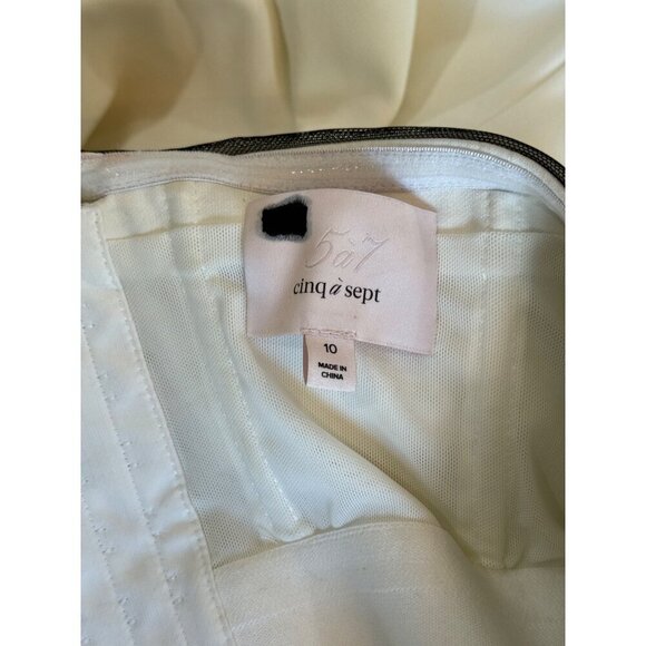 Cinq a Sept Odessa Strapless Tulle Midi Cocktail Dress Ivory/Black Womens Size 1 - Picture 11 of 14